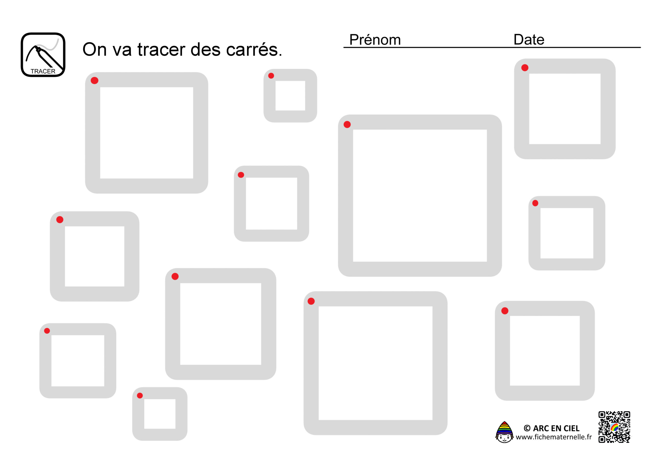 Tracé de formes Carrés ARC EN CIEL