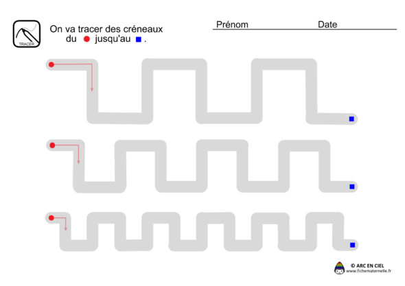 Fiche maternelle - Tracé Créneaux Horizontaux 1