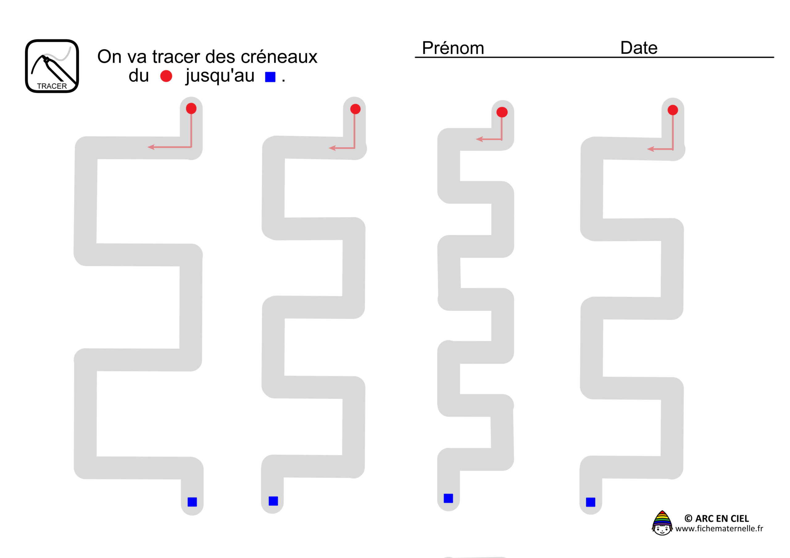 Fiche maternelle - Tracé Créneaux Verticaux 1