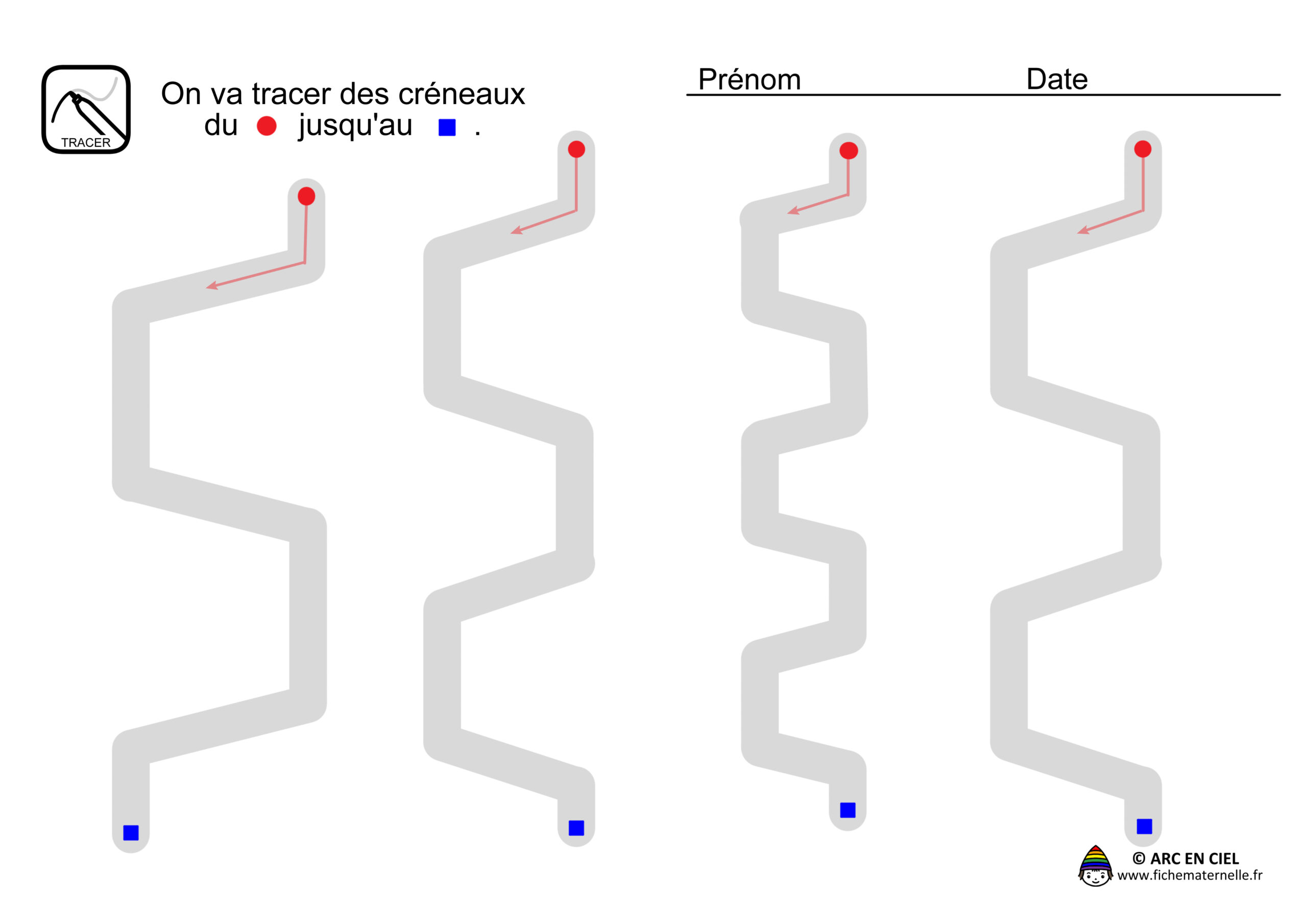 Fiche maternelle - Tracé Créneaux Verticaux 2