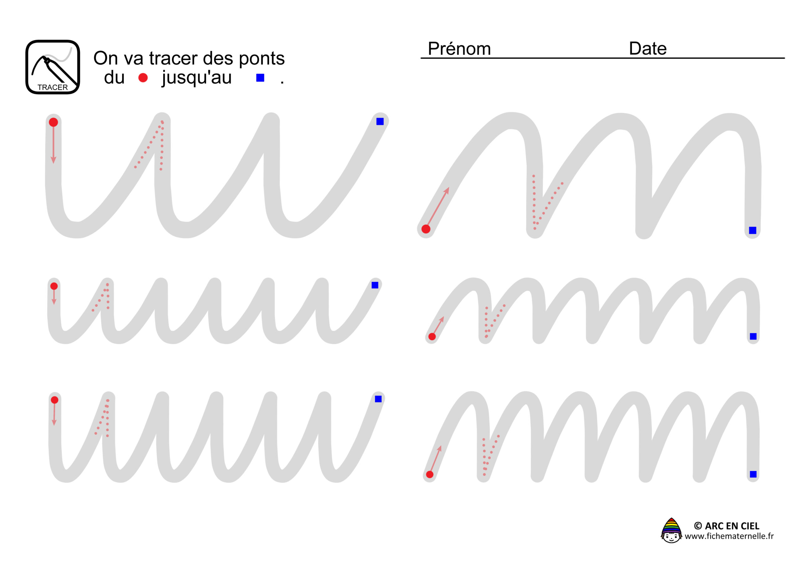 Fiche maternelle - Tracé Ponts Horizontaux Obliques