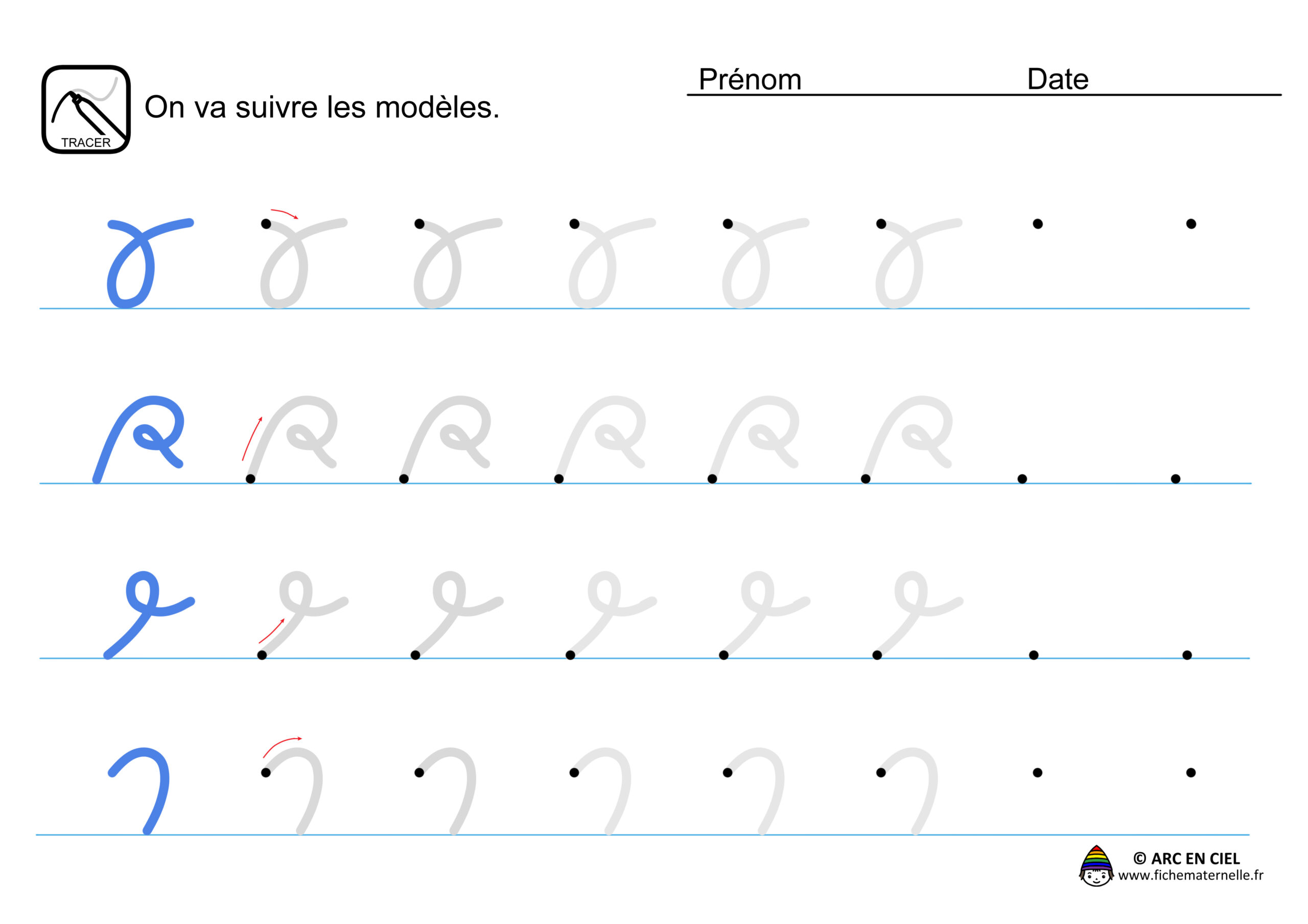 Fiche maternelle - Tracé Préparation Ecriture Cursive 2