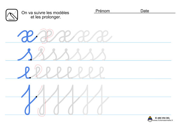 Fiche maternelle - Tracé Préparation Ecriture Cursive 3