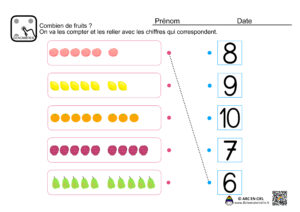 Fiche maternelle - Dénombrement de 6 à 10