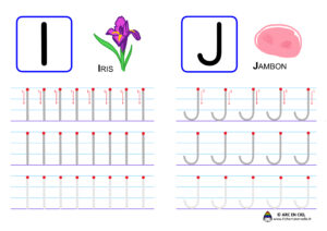 Ecriture de l'alphabet en majuscules - lettres I et J