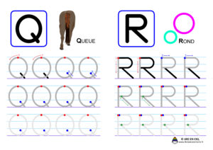 Ecriture de l'alphabet en majuscules - lettres Q et R