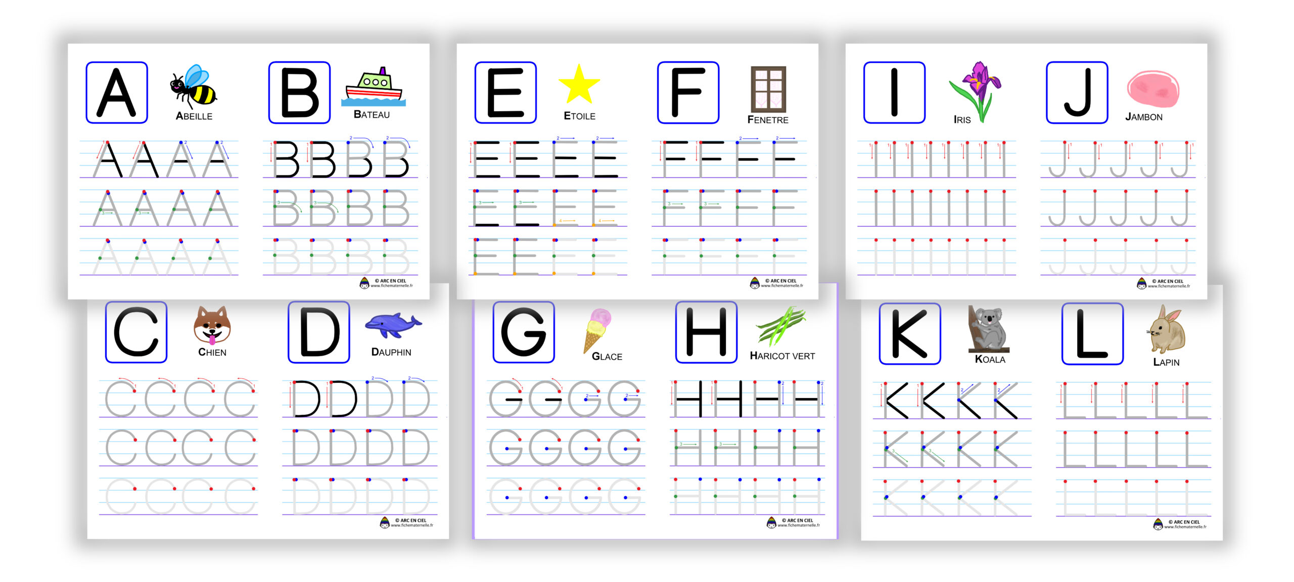 Apprendre à écrire l'alphabet en majuscule cursive, Écrire les lettres  majuscules