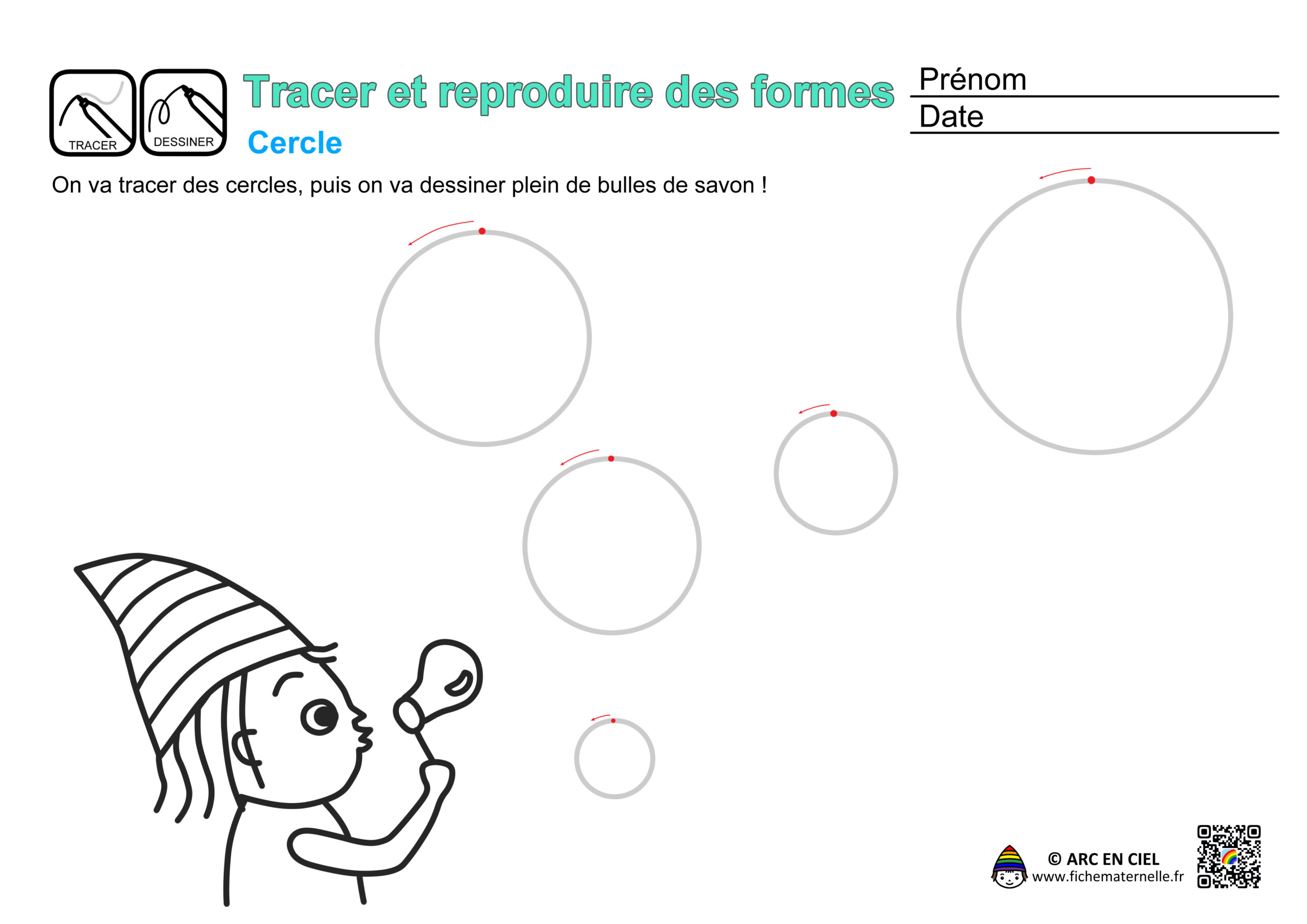 Fiche maternelle : Tracer et reproduire des cercles - bulles de savon