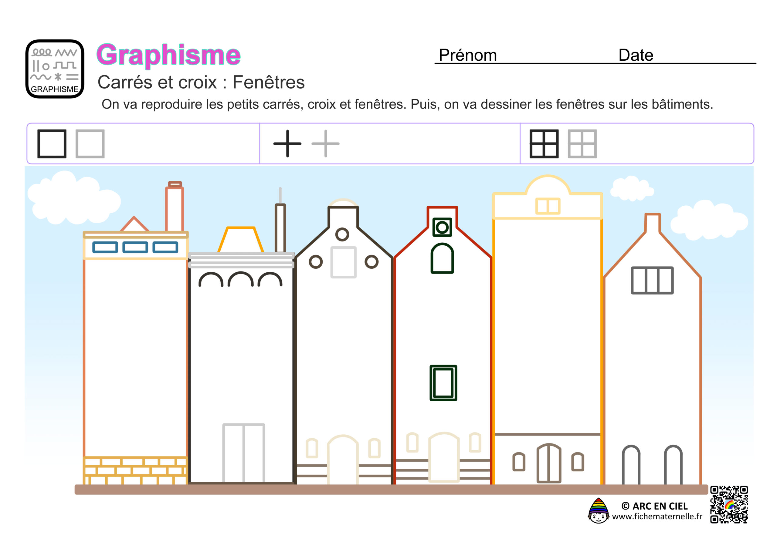 Fiche maternelle : Graphisme-Carré et croix